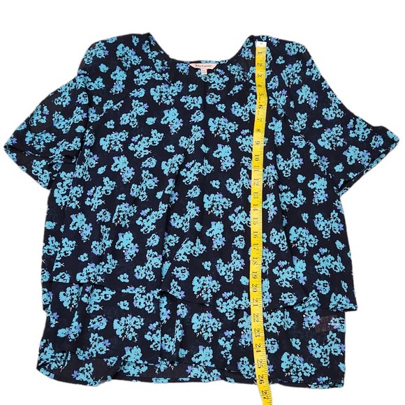 Juicy Couture Layered Ruffled V-Neck Black/Aqua/Purple Cold Shoulder Flowy Top - Picture 5 of 8